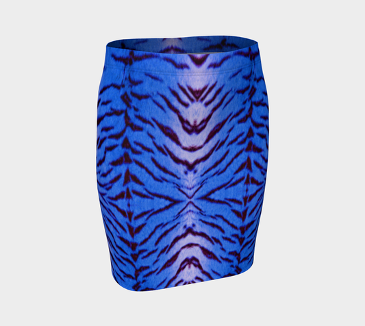 Tiger Queen Blue Pencil Skirt
