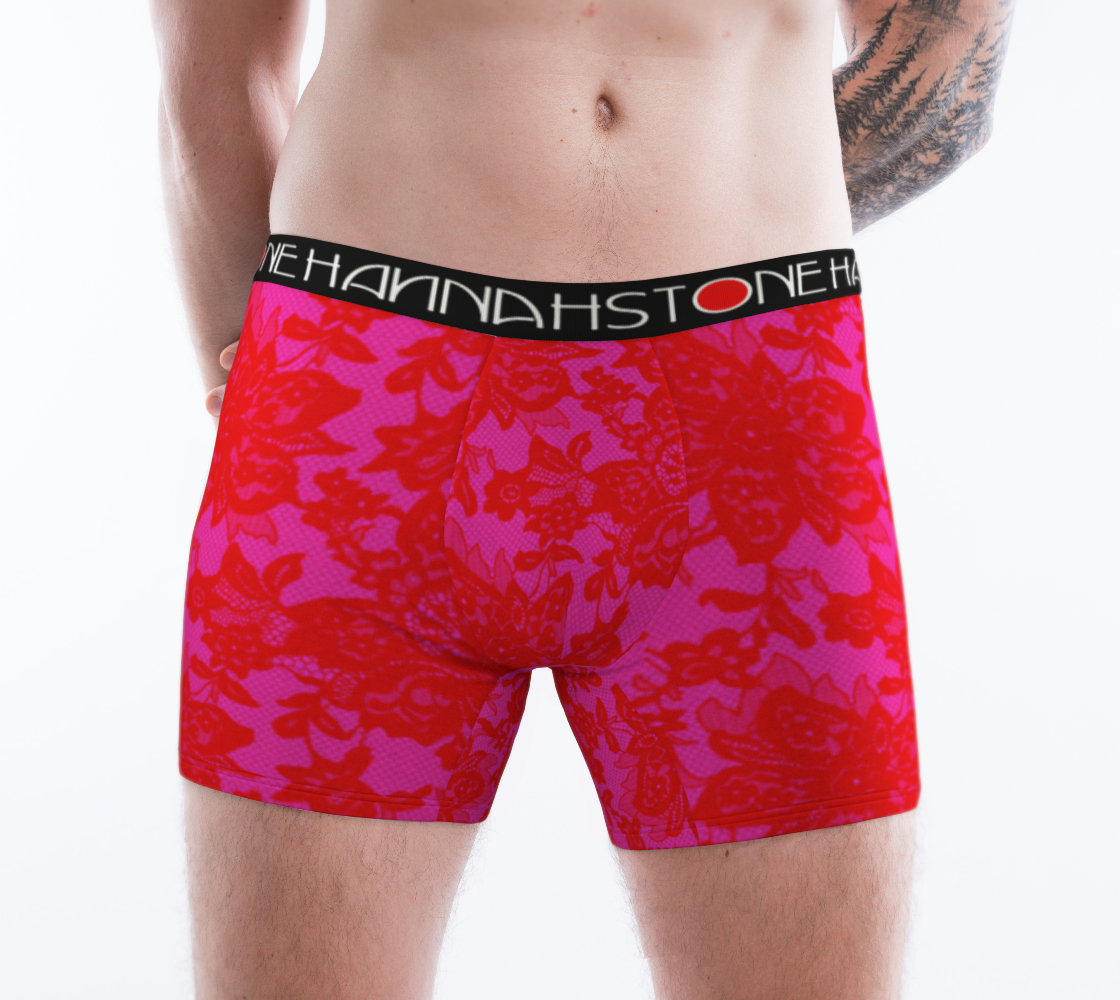 Red & Pink Lace Boxer Briefs