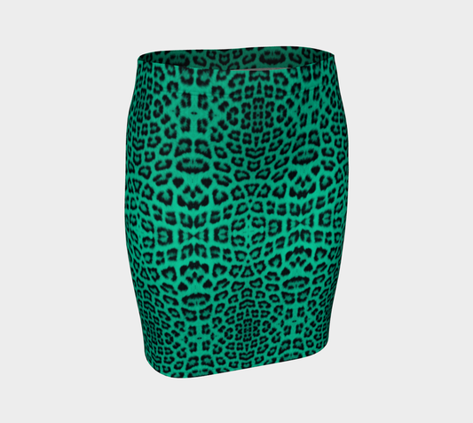 Leopard Mint Pencil Skirt