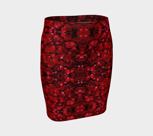Red Rose Petal Pencil Skirt